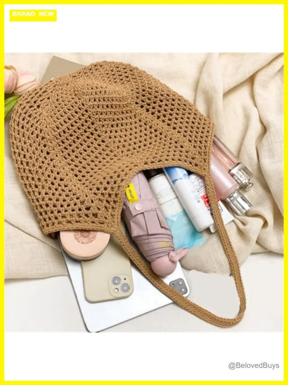 Large Crochet Woven Hobo Shoulder Tote Beach Vacation Bag